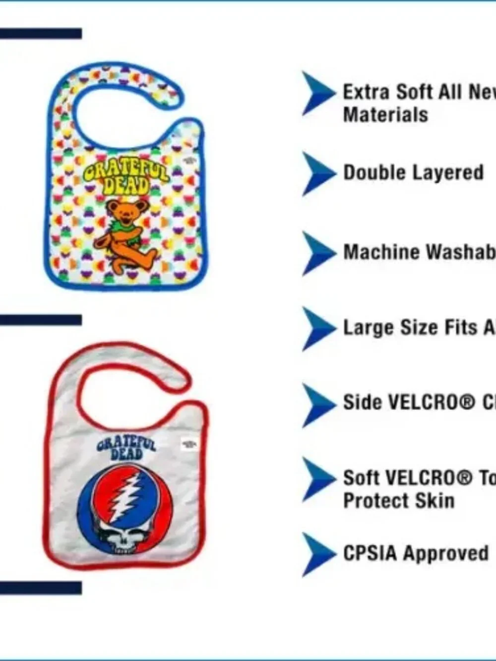 Grateful Dead - Dancing Bear & SYF Baby Bib 2 Pack - Great for little deadheads!